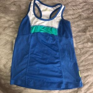 Blue green and white workout tank; size small